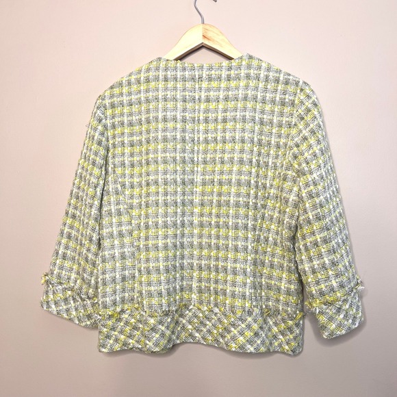 Coldwater Creek Tweed Jacket Women's Size 10 Yellow Black White Zip Front - Picture 3 of 10